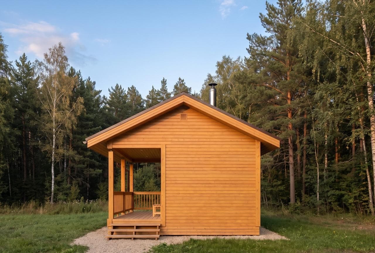 Баня из бруса 3×4 с террасой 2×3 — строительство под ключ в Новосибирске